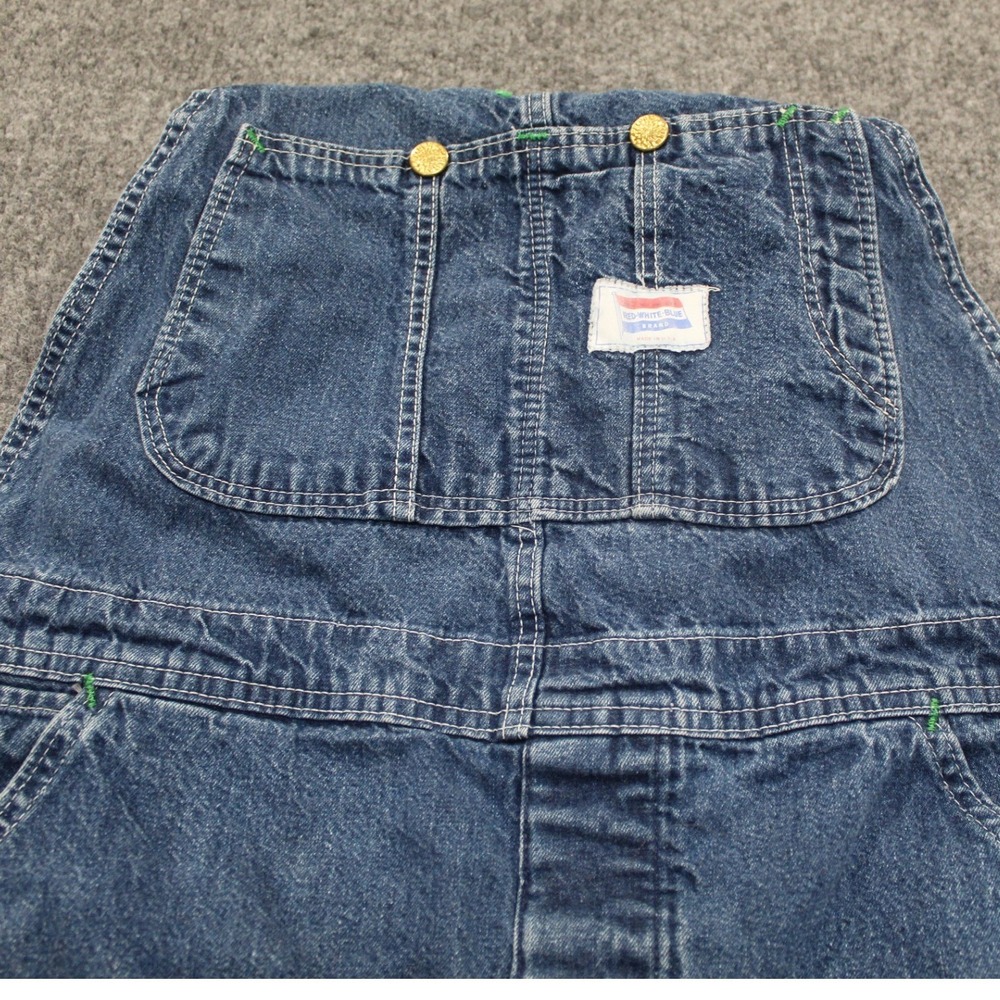 VNTG Red White Blue Brand Denim Overalls Workwear Blue USA‎ Made 10 Ounce